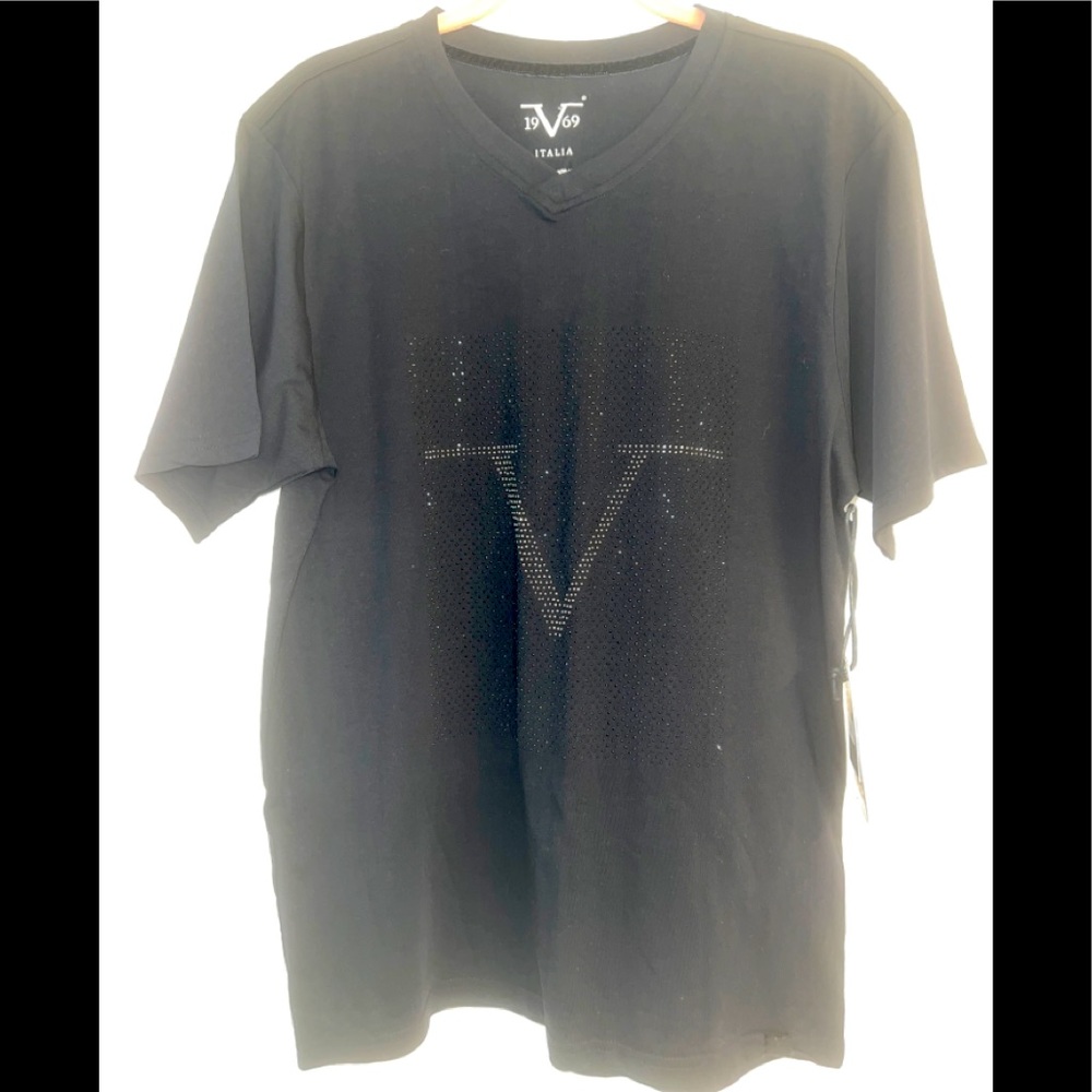 19V69 ITALIA by A Versace CRYSTAL LOGO Tee Shirt NWT M.